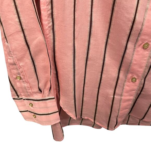 Etoile Isabel Marant Striped Long Sleeve Button Up Top Pink Brown 34 / US 2 - Picture 6 of 6